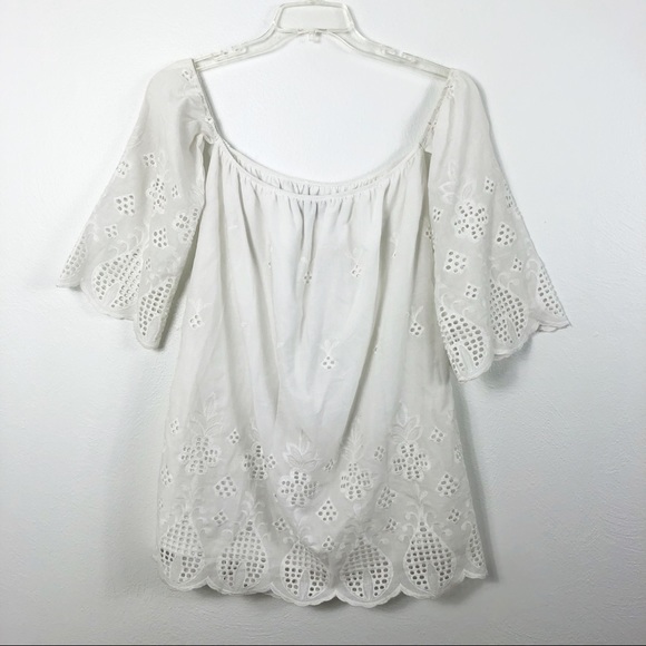 4SI3NNA White Off The Shoulder Eyelet Mini Dress - Picture 6 of 13